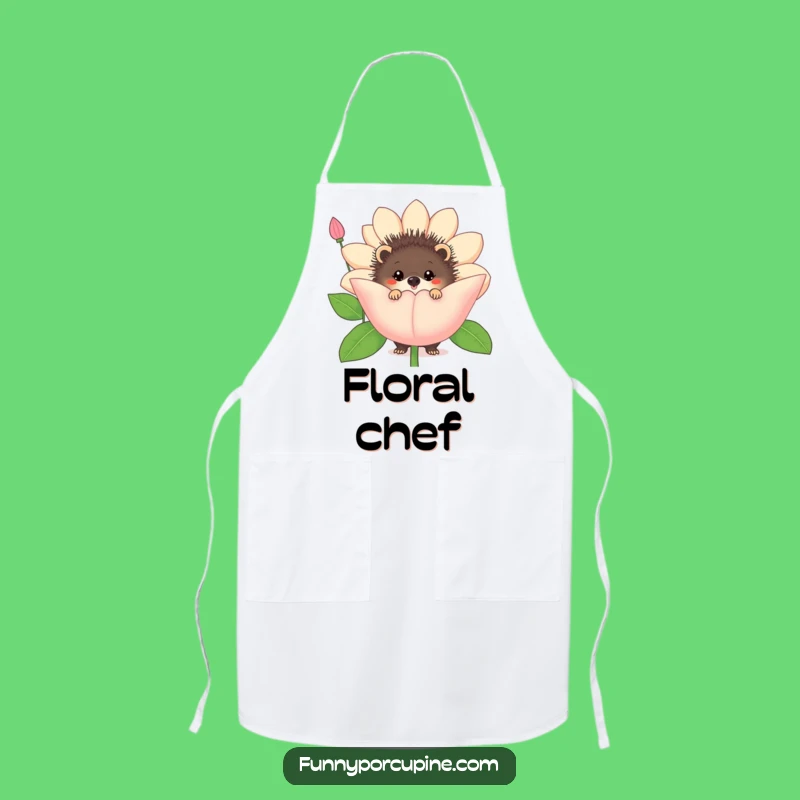Funny Porcupine Flower Apron: Cook with a Peek of Playful Charm
