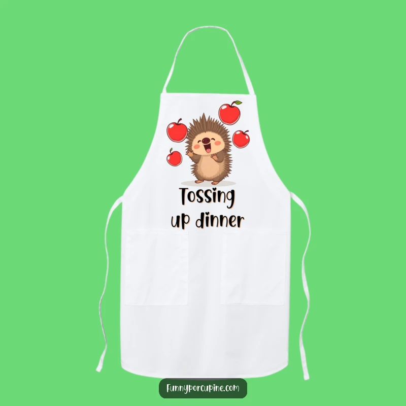 Funny Porcupine Apples Apron - Kitchen Fun with Juggling Act Gift