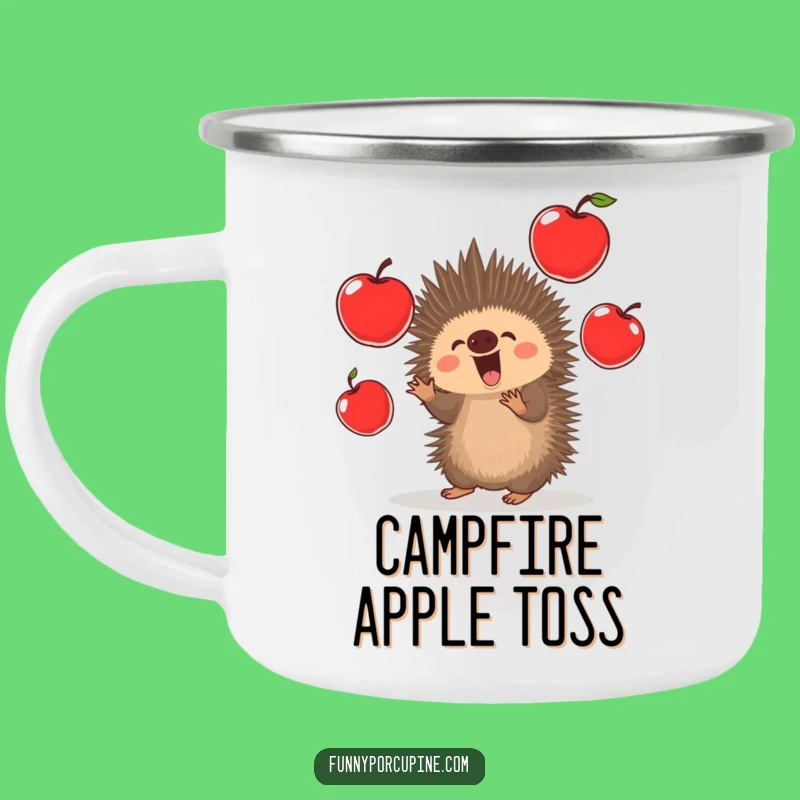 Funny Porcupine Apples Camping Mug - Durable Cup with Juggling Act Gift