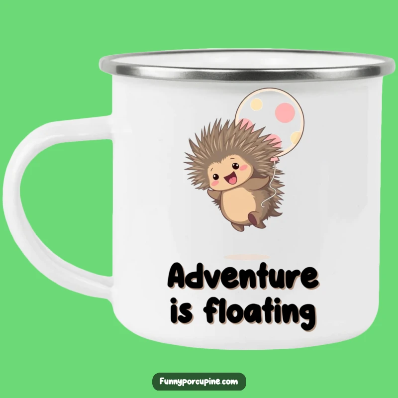 Funny Porcupine Balloon Bounce Camping Mug: Adventure Fuel with Hilarious Joy