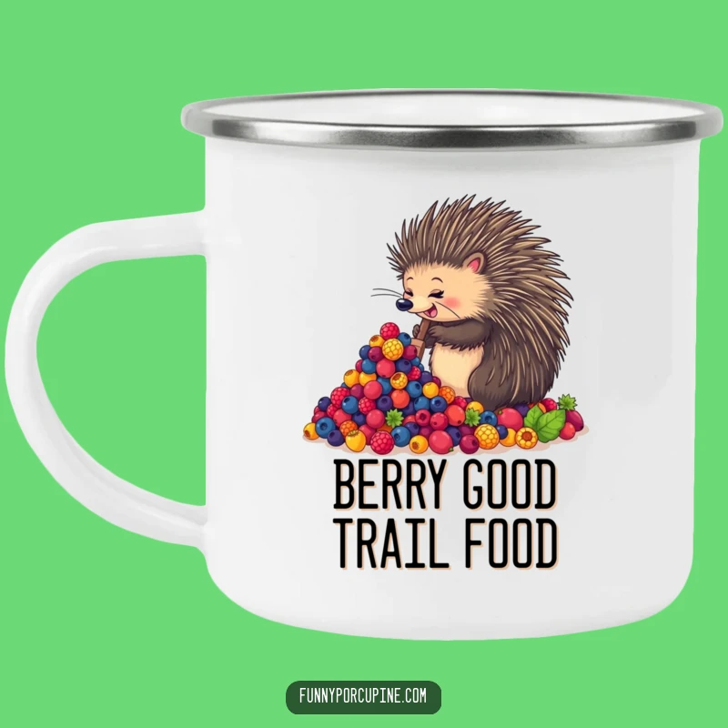 Funny Porcupine Camping Mug: Enthusiastic Berry Shoveler Gift