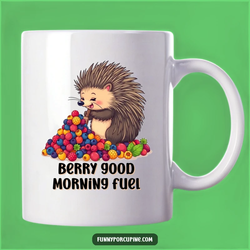 Funny Porcupine Berry Feast Mug: Enthusiastic Shoveler Gift