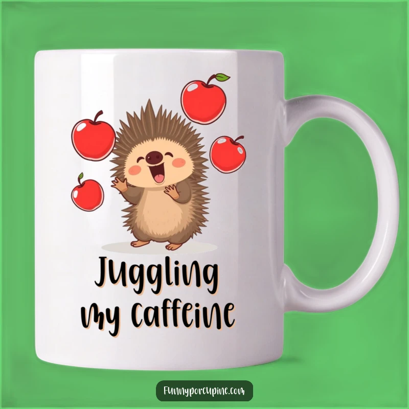 Funny Porcupine Apples Mug - Hilarious Juggling Act Coffee Cup Gift