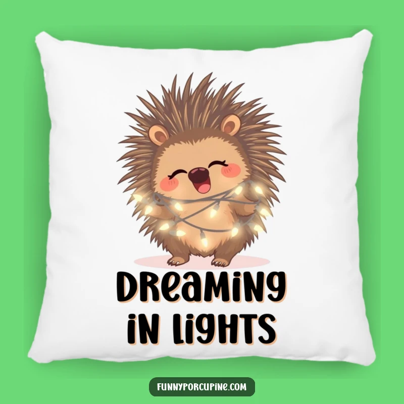 Funny Porcupine Fairy Light Pillow: Cuddle Up with Giggles and Enchantment