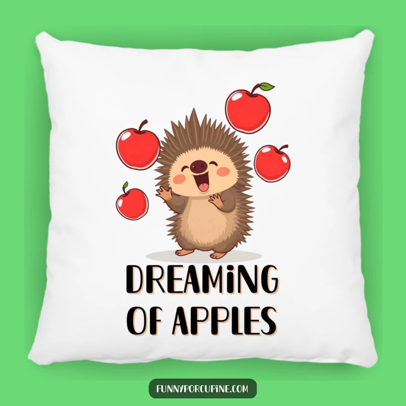 Funny Porcupine Apples Pillow - Cozy Cushion with Juggling Act Gift
