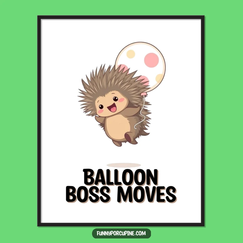 Funny Porcupine Balloon Bounce Digital Art: Instant Joyful Wall Decor