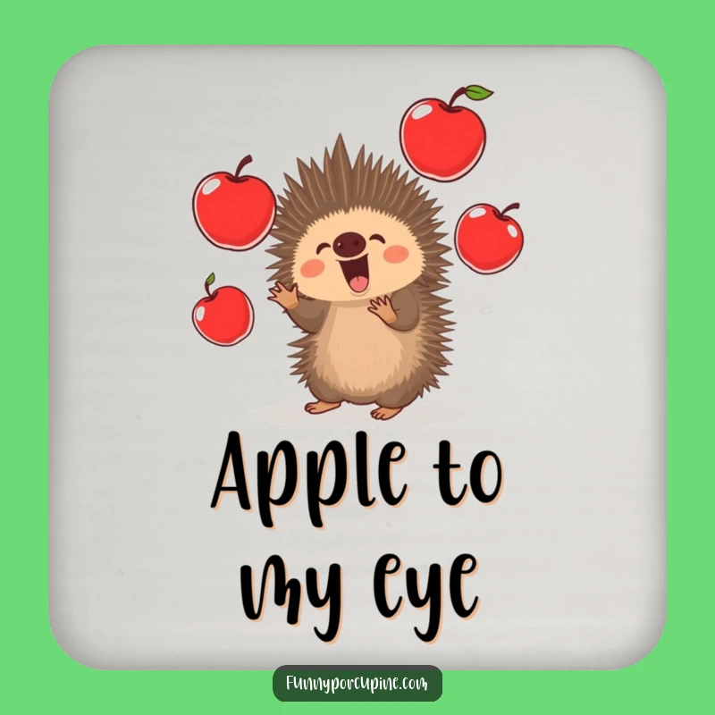 Funny Porcupine Apples Coaster - Protect Surfaces with Juggling Act Gift