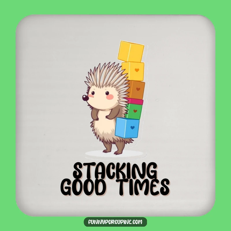 Funny Porcupine Blocks Coaster - Protect Surfaces with Joyful Balance Gift
