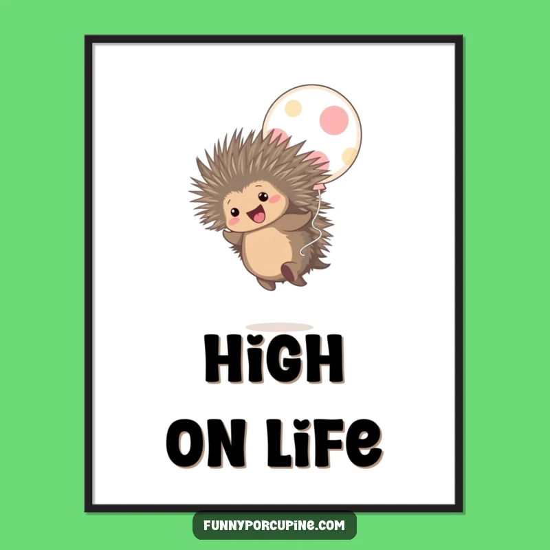 Funny Porcupine Balloon Bounce Poster: Whimsical Wall Art for a Cheerful Space