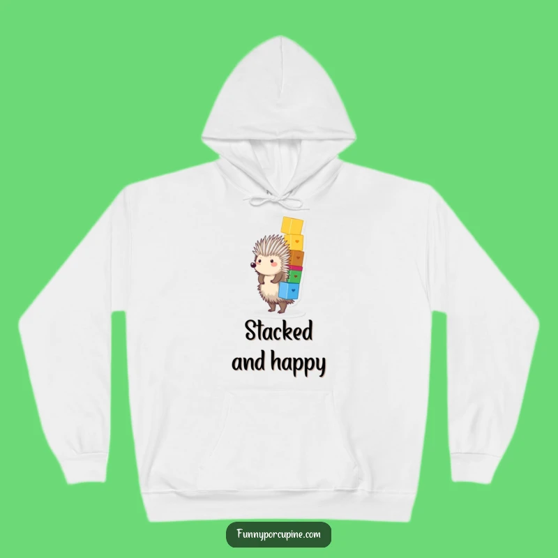 Funny Porcupine Blocks Hoodie - Cozy & Comical Balance Sweatshirt Gift