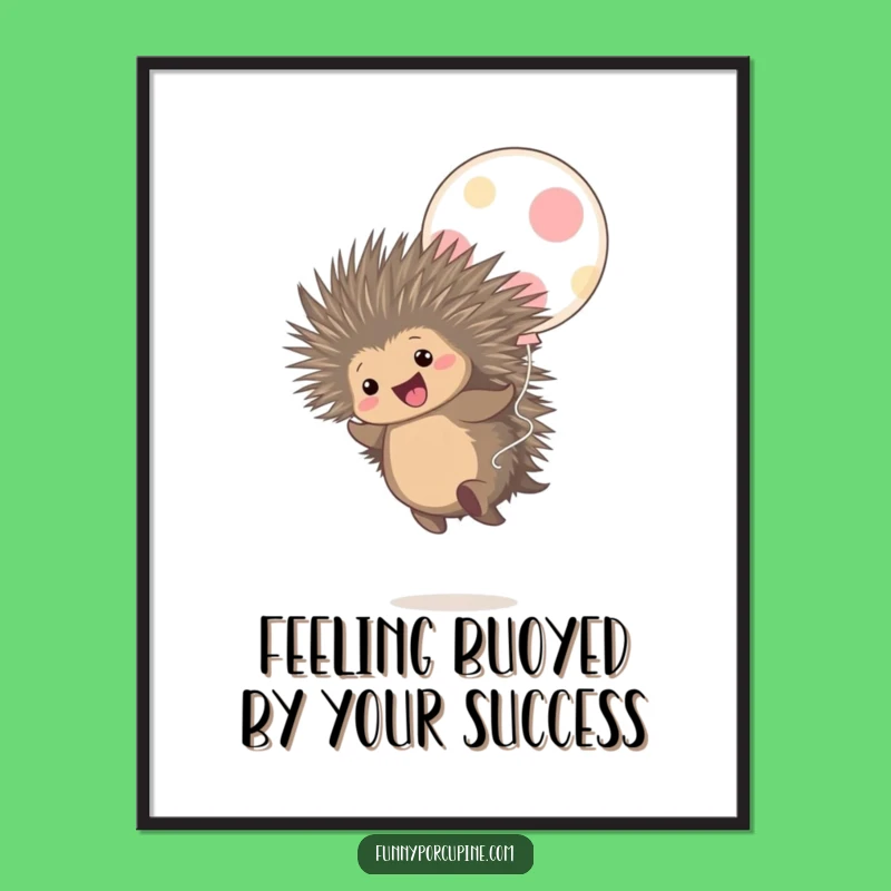Free Printable Wall Art: Bouncing Porcupine Balloon, Whimsical Downloadable Decor