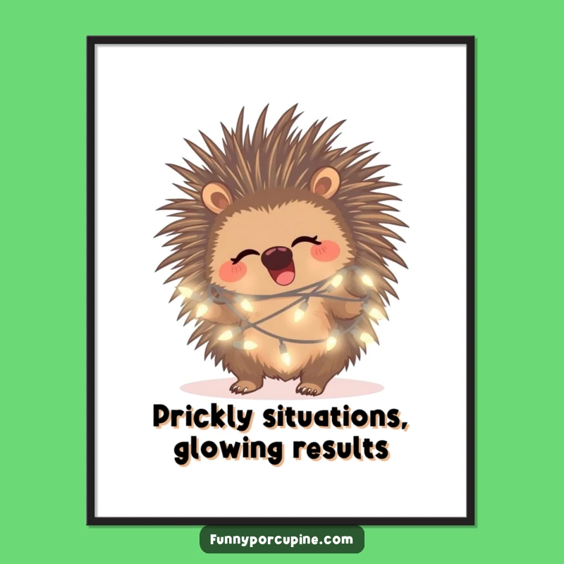 Funny Free Printable Wall Art: Giggling Porcupine Fairy Light Decor