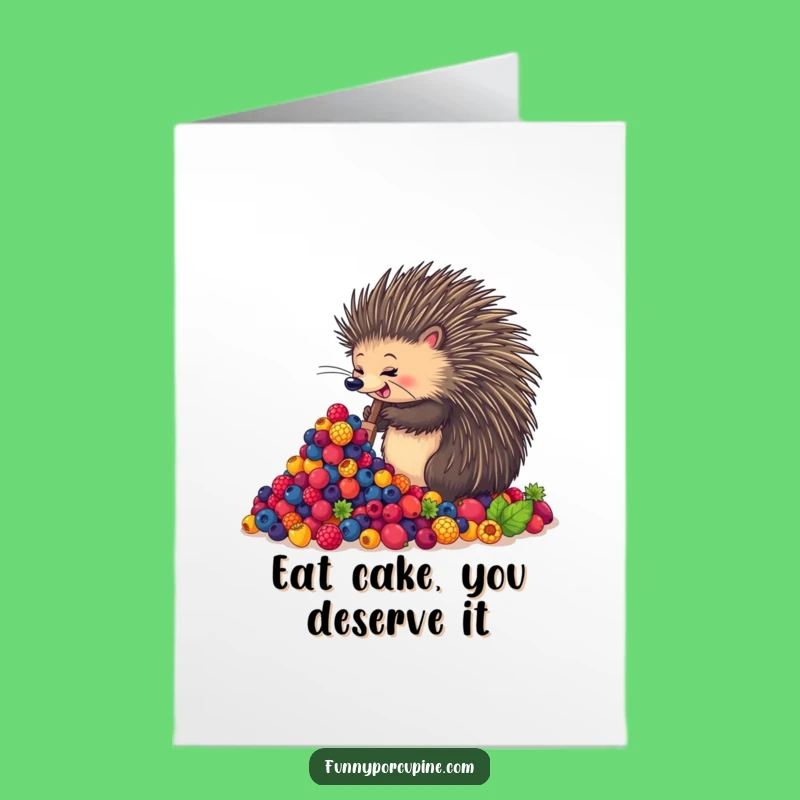 Free Printable Birthday Card: Berry Fun Porcupine Feast, Perfect DIY Gift!