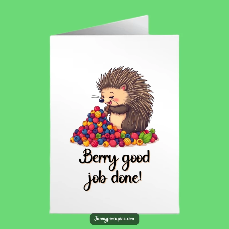 Free Printable Congrats Card: Porcupine's Berry Bonanza, Hilarious Downloadable Gift!