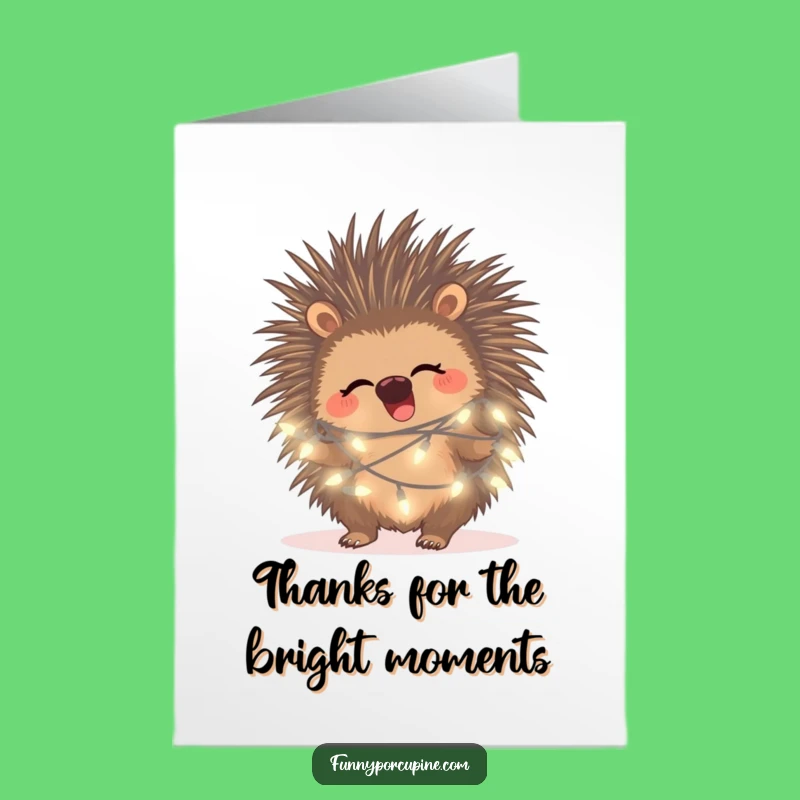 Free Printable Thank You Card: Giggling Porcupine Lights Greeting