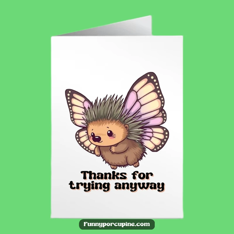 Free Printable Thank You Card: Porcupine Pilot's Flop, Funny Downloadable Gift!