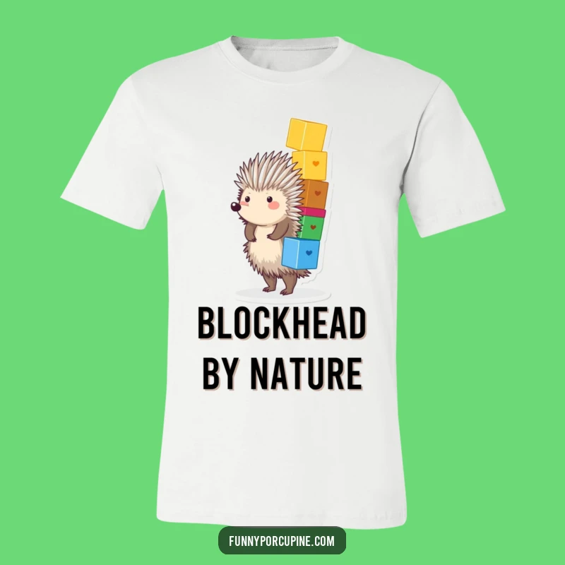 Funny Porcupine Block Tower Tee - Comical Prickly Animal Shirt Gift